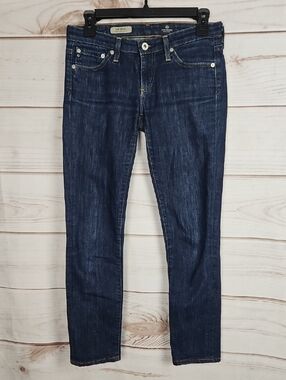 AG Adraino Goldsmeid Low Rise The Stilt Cigarette Dark Blue Jeans - Size 25